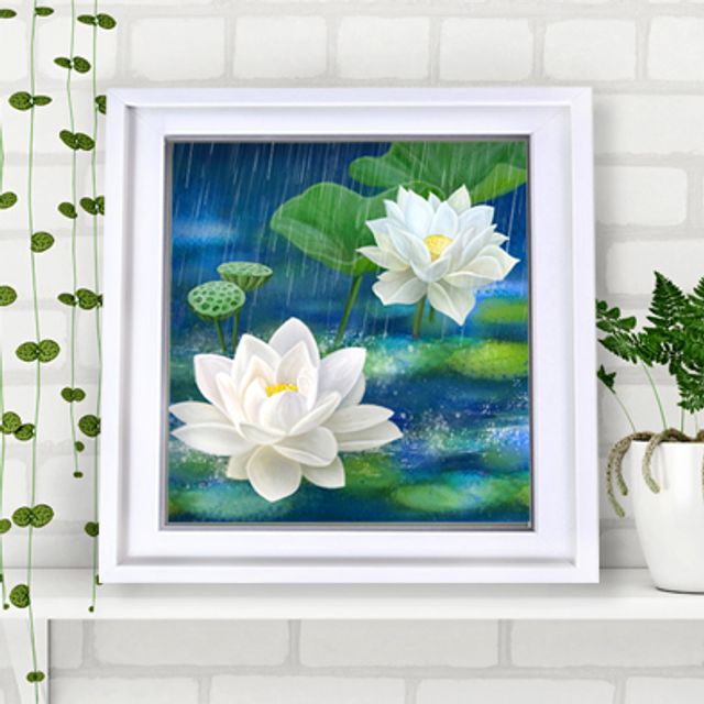 풍수 연꽃그림 액자 돈 들어오는 꽃그림 벽걸이 인테리어