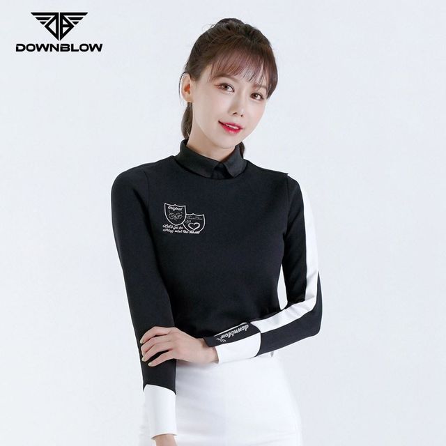 블랙 긴팔 카라티셔츠 여성 카라티 골프웨어 반팔 라운딩 루즈티 빅사이즈