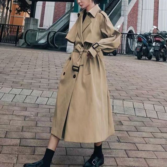 레이디스 캐주얼모던 트렌치코트 베이직핏 롱기장 블레이저 오버코트 패셔너블 자켓 바바리