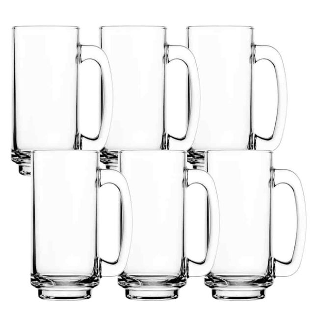 맥주잔 400ml 6p 유리물컵 손잡이유리컵 카페물컵 하이볼잔