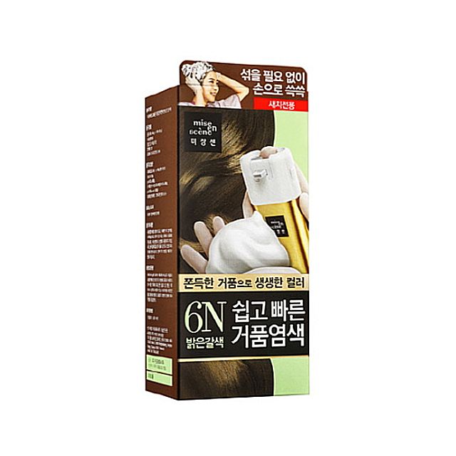 미장센 쉽고 빠른 거품염색 6N 밝은갈색(새치전용)