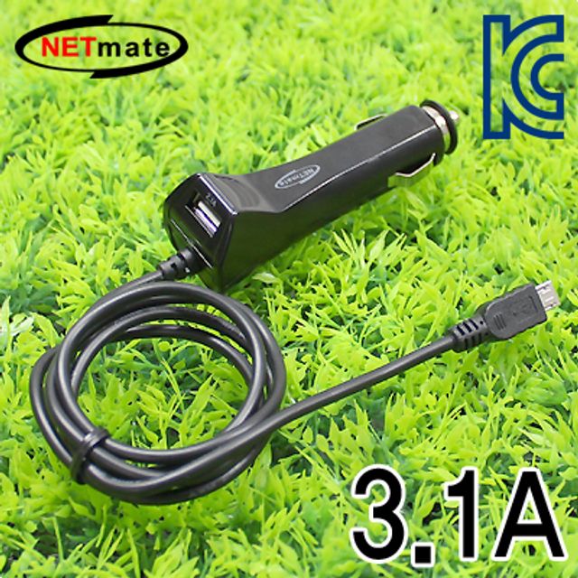 강원전자 넷메이트 차량용 USB 충전 시거잭(마이크로 5핀 케이블 일체형+USB 1포트) NM-UCC03