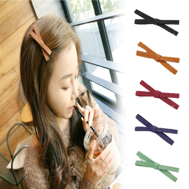 크로스 리본 머리 작은 머리핀 앞머리 옆머리 고정 삔