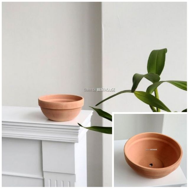 베트남 토분 정반원 20x9cm 살구색 화분 R17받침 인테리어화분 원형화분 식물화분 베란다화분