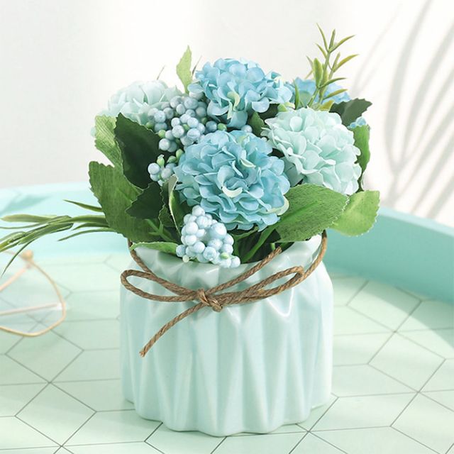 수국 인조꽃 조화 화분 블루