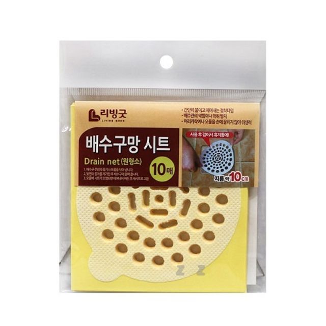 원형 배수구망 시트-소(지름 약10cm) 10매입 부직포