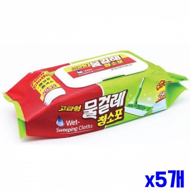 WL 원터치마개 물걸레 청소포 중형 25매 30x20 X5개