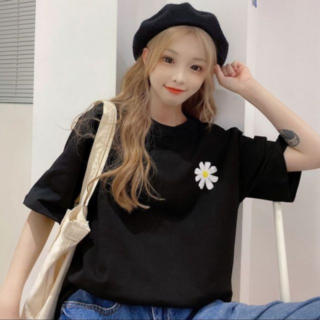 프린팅 st01 여성반팔티 캐주얼 카라티 플라워 반팔티 - 사랑스러운 플라워 포인트