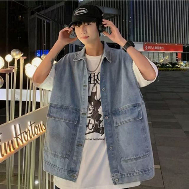 남성 데님 루즈핏 청조끼 2컬러 데일리 캐주얼웨어