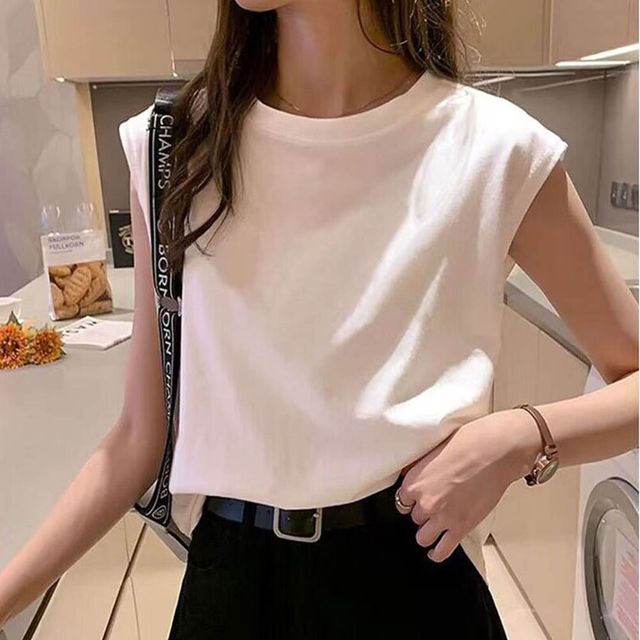 루즈핏 민소매 티셔츠 캡소매 여성 여름나시 2컬러