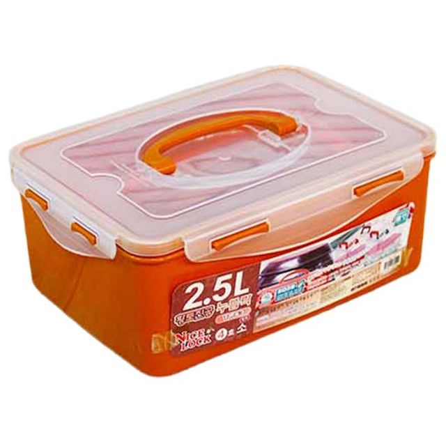 황토 누름락 김치통 2.5L 진공 한손핸들 장아찌 보관용기