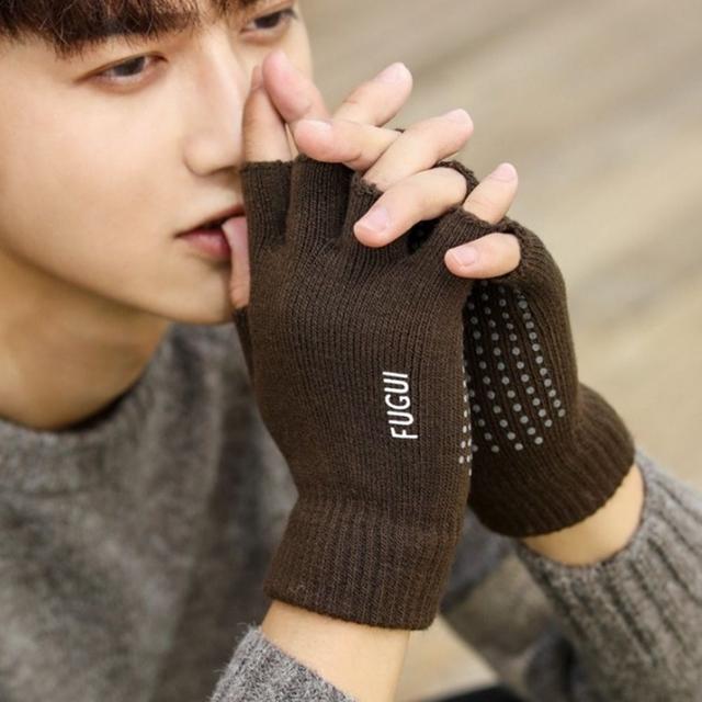 니트 반장갑 손가락 장갑 - 겨울용 스마트폰 키보드 장갑