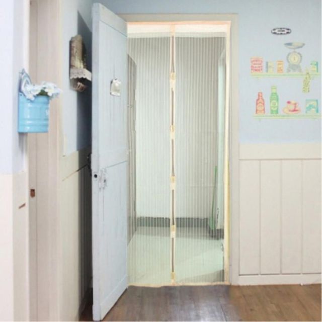 현관문 자석 모기장 100cm 아이보리