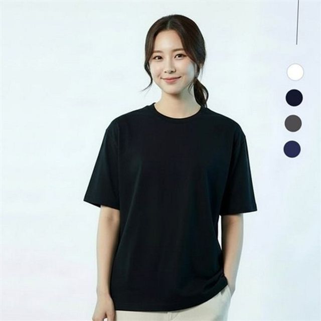 여성 반팔 티셔츠 여성 라운드 반팔 루즈핏 쿨링 데일리 여름 베이직 모달 냉감