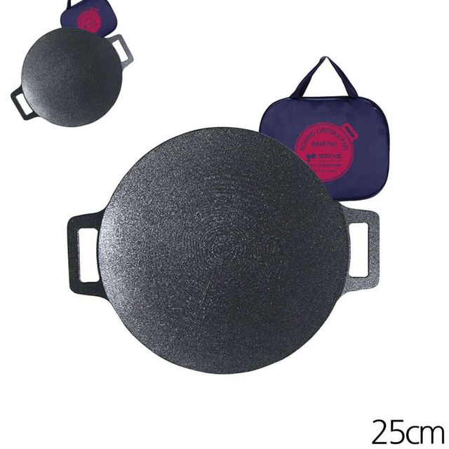 멀티 캠핑 그리들팬 25cm 전용가방 무쇠그리들 삼겹살불판 무쇠그리들팬 고기불판