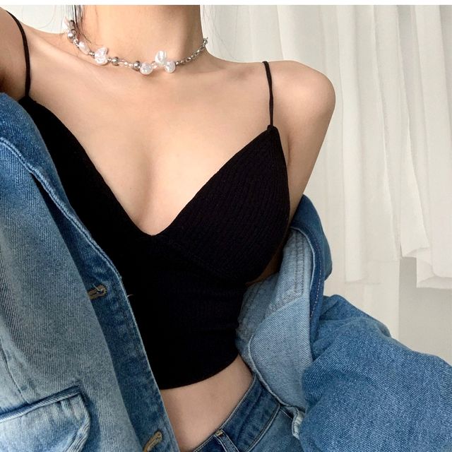 여름용 이너웨어 내장브라 슬림핏 튜브탑 크롭이너