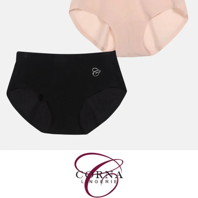 심플하고 베이직한 포인트 햄라인 여성 미디 삼각팬티