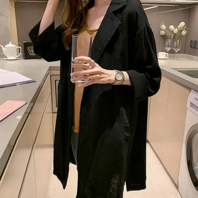 루즈핏 여성 롱 자켓 데일리 여성 로브 자켓 빅사이즈 여름