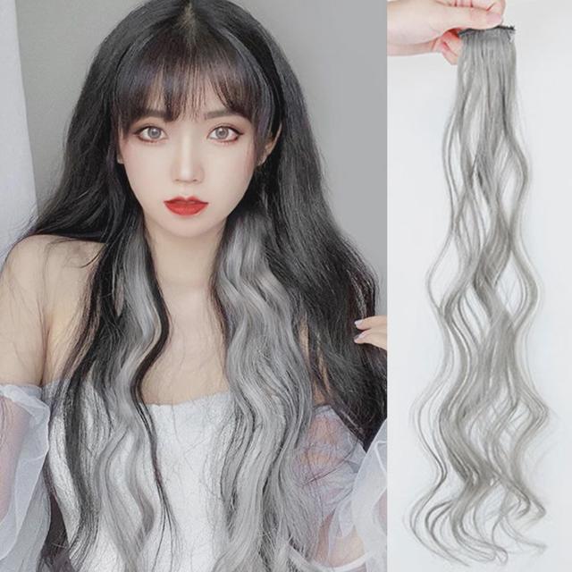 여자 컬러 포인트 웨이브 헤어피스 X4개 부분 가발