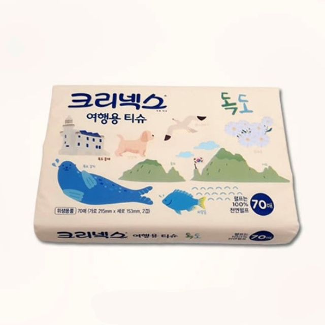 크리넥스 휴대용 티슈 70매 천연펄프 여행용 티슈