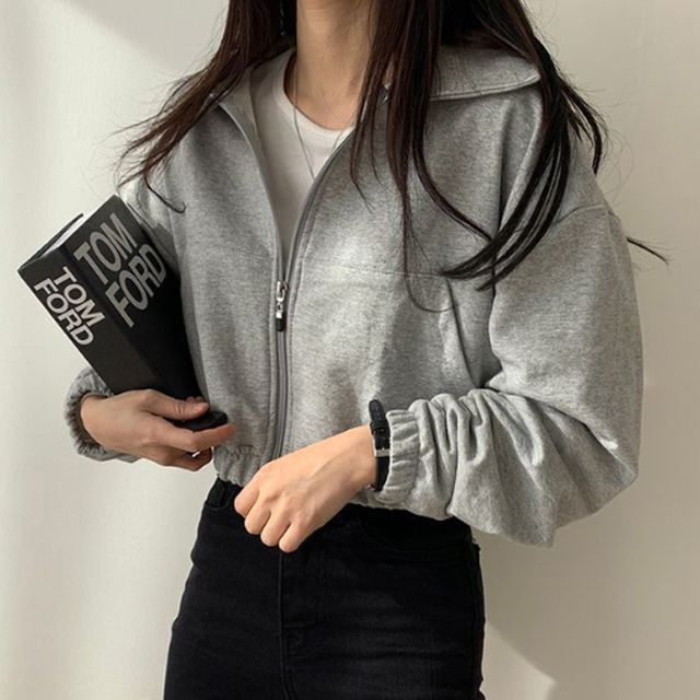 여성 세미크롭 루즈핏 집업 자켓 1P 캐주얼 패션 외투