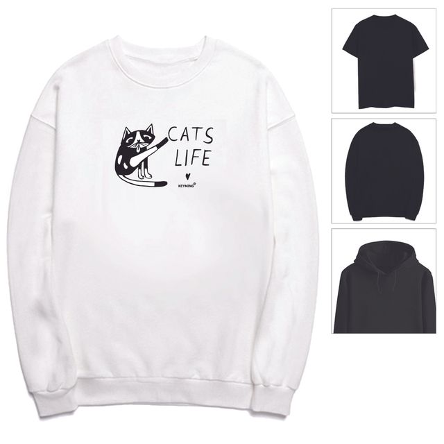 키밍 CATS LIFE 귀여운 고양이 티 후드 맨투맨 반팔