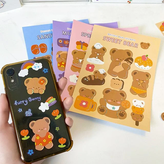 곰돌이 캐릭터 노트북 핸드폰 스티커 DIY 꾸미기 세트