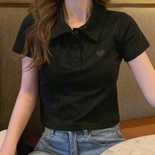 카라티 반팔티 캡소매 하트자수 크롭티 여성 반팔티셔츠 여름 여름반