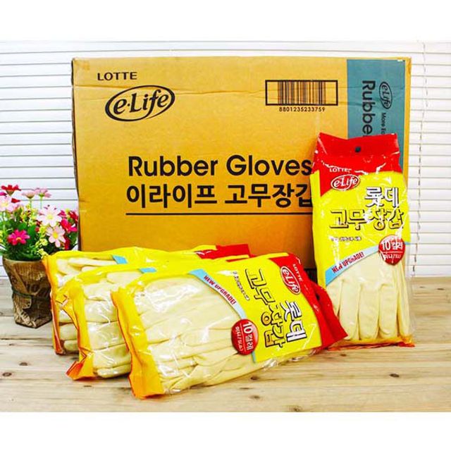 혜명몰 (BOX)롯데고무장갑 미니 (소)아이보리(NEW))10켤레_50개입 주방용장갑 위생고무장갑 국산고무장갑