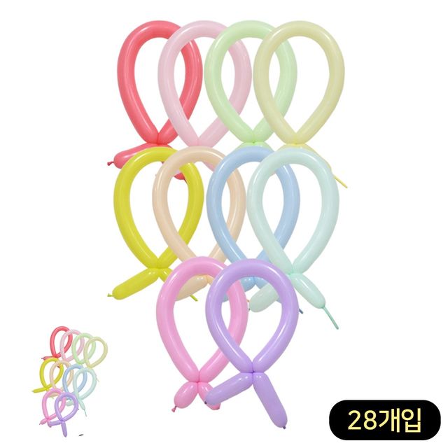 생일이벤트풍선 파티풍선 요술풍선 마카롱 풍선 28개입 색상혼합