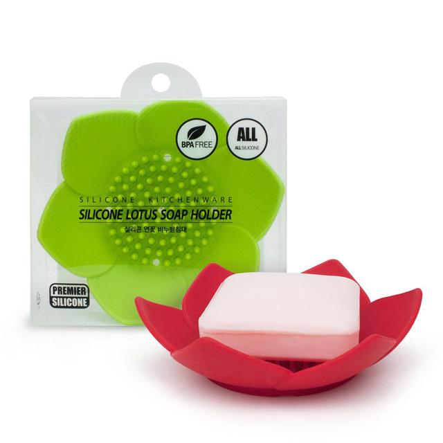 실리콘 비누 홀더 연꽃무늬 논슬립 비누곽 받침대