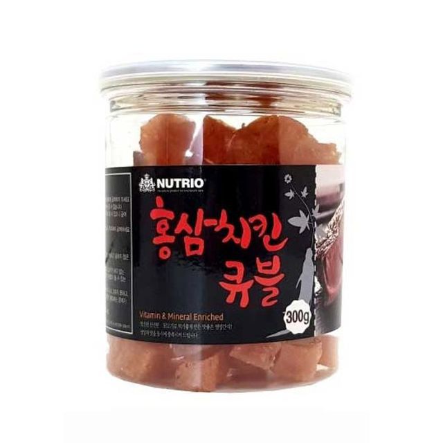 애견간식 뉴트리오 홍삼치킨 큐블 300g 6통 1타