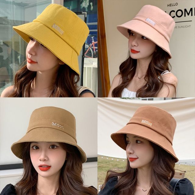 여자 벙거지 모자 영문자수 데일리 버킷햇 무지 스타일
