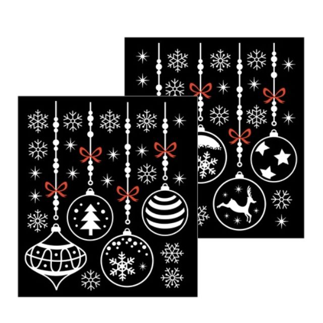겨울 스티커 반짝이 X-MAS(2매) 장식볼 GS-5702