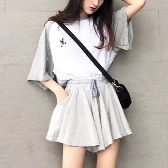 데일리 학생 패션 편한 나들이 치마 바지 세트 코디