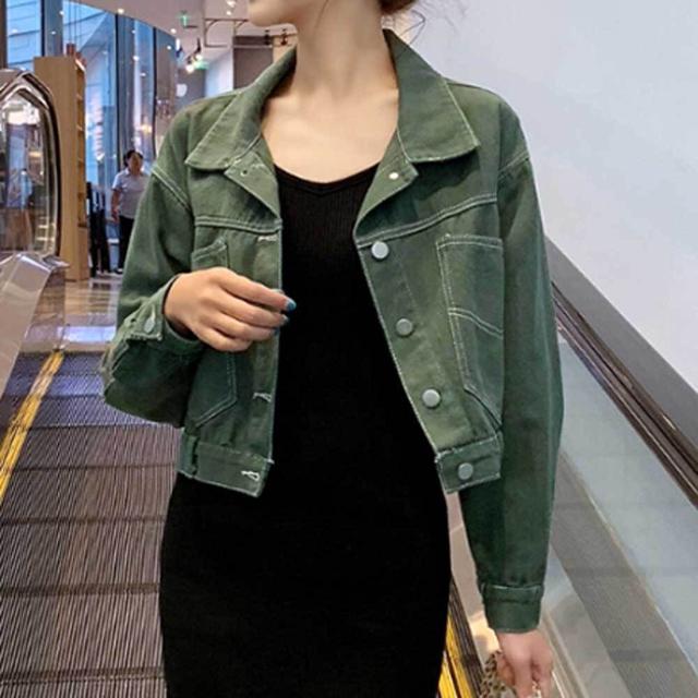 여자 청자켓 크롭 데님 자켓 스티치 아우터 캐주얼