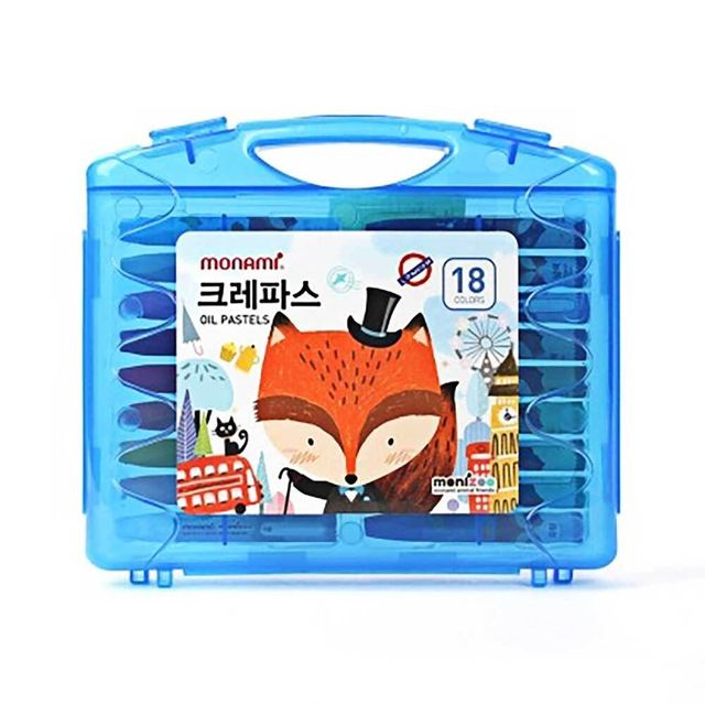 모나미 크레파스 18색 블루 선물 박스