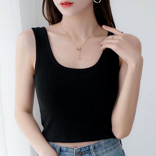 크롭 여성나시 여성적인 나시탑 여름민소매 매력적인