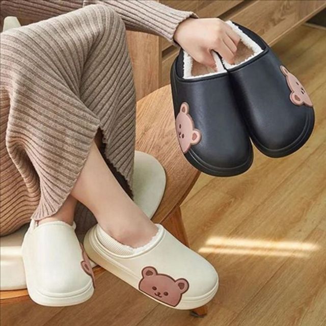 푹신한 곰돌이 털 실내화 귀여운 곰돌이 겨울 실내화 거실용 뽀글이