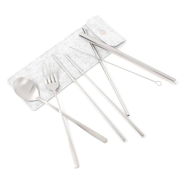 휴대용 수저 그레이 6p 다회용 캠핑용 숟가락