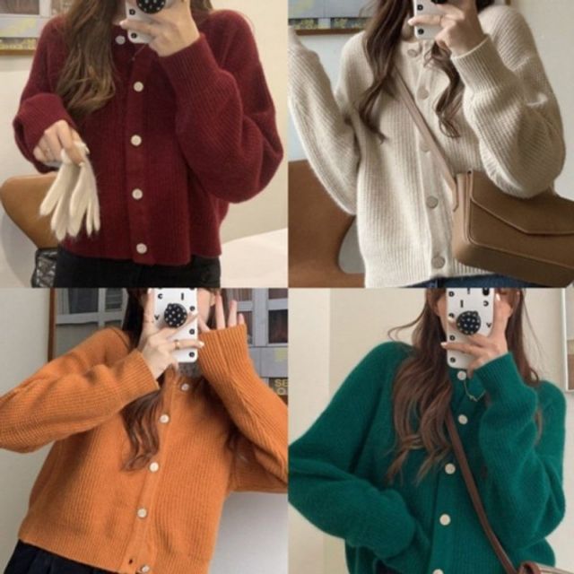 와플 깔끔한 가디건브이넥 포인트 라운드넥 니트 디자