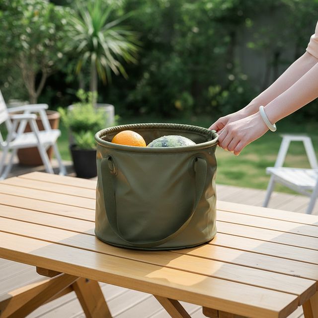 접이식 캠핑 설거지통 20L 카키 다용도 바구니 수납함