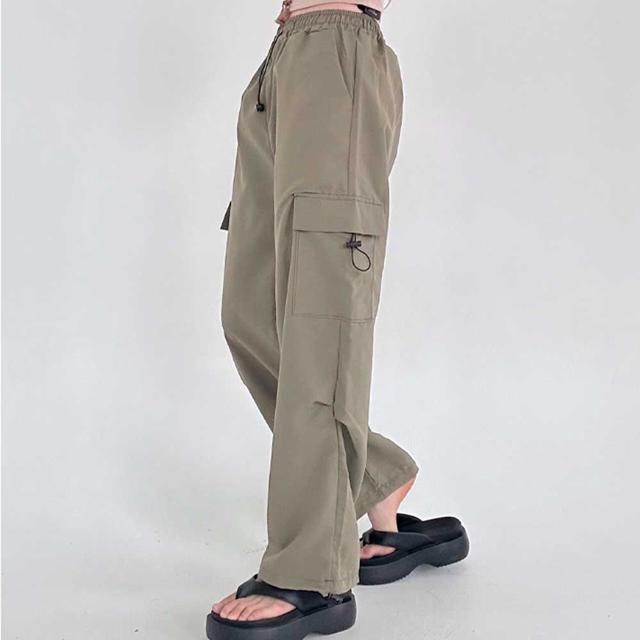 카고팬츠 밑단스트링 일자 조거 투웨이 허리밴딩 바지