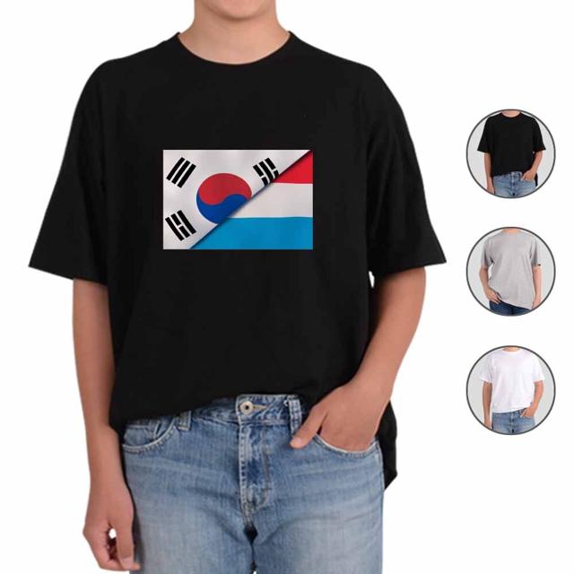 ATOGATO 대한민국 룩셈부르크 국기 맞춤 반팔티