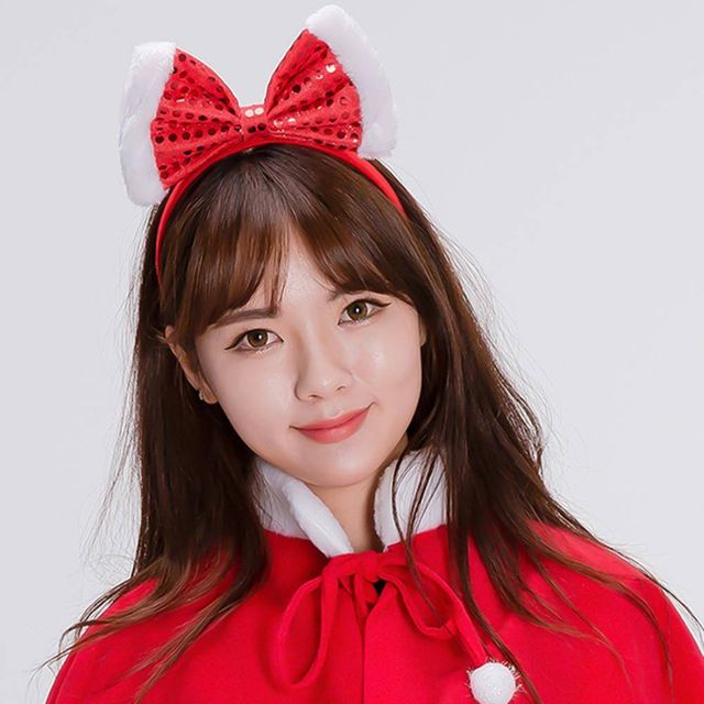 TBZ 크리스마스파티 빨간리본 헤어포인트 머리띠 행사용품
