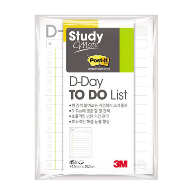3M 포스트잇 스터디메이트 D Day투두리스트 657 3개 - 시험 대비 필수템