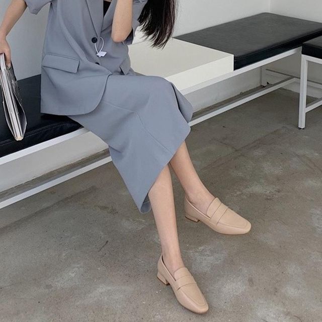 플랫단화 슈즈 여성구두 통굽 로퍼모카신 통굽단화