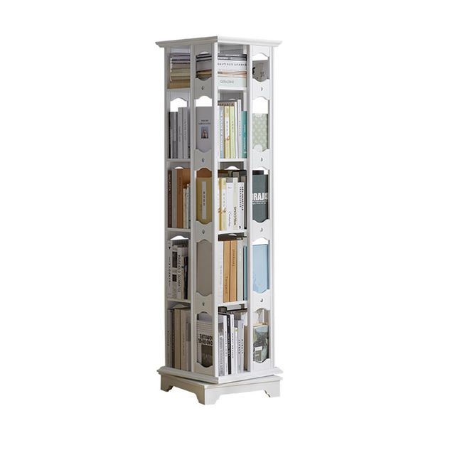회전 폭39cm 5단 화이트 책장 원목 360도