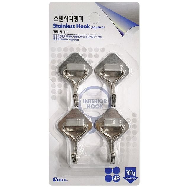 우일 스텐 사각 행거 4P S-04 벽후크 고리