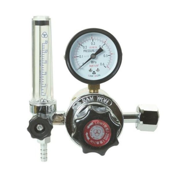 CO2 조정기 22파이 110V 단나사 6㎏f/㎤ 용접용 정밀 압력조절기